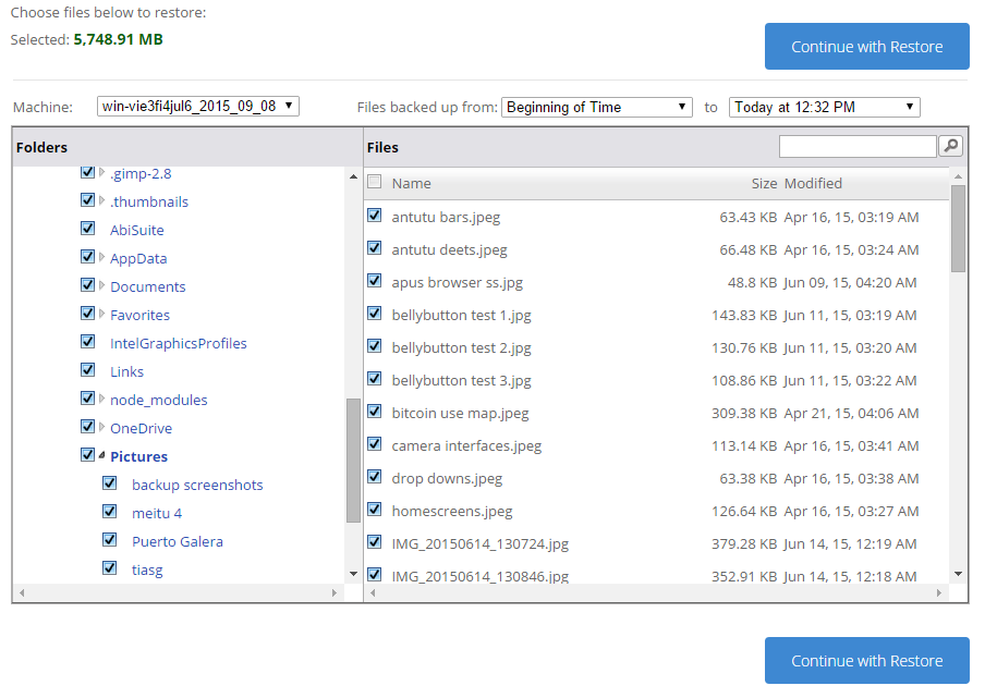 backblaze web app