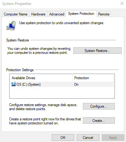 System advanced settings