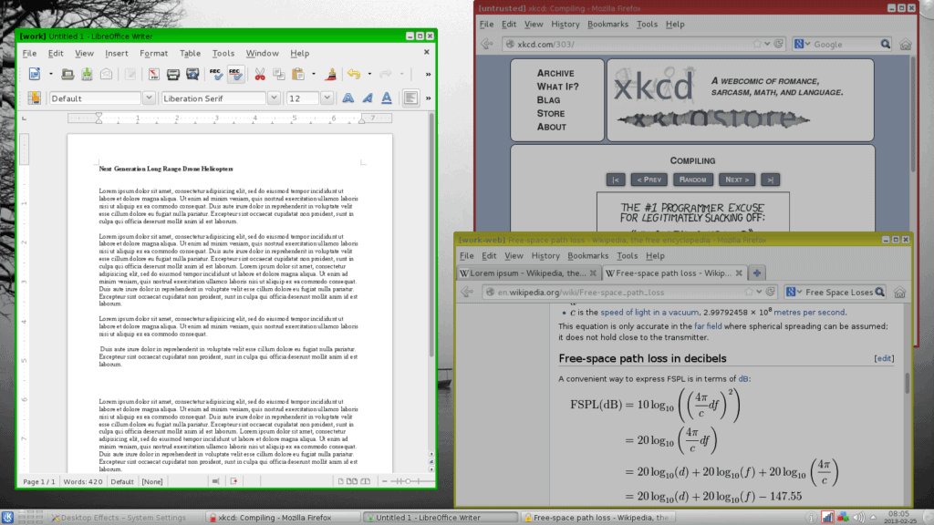qubes kde three domains at work