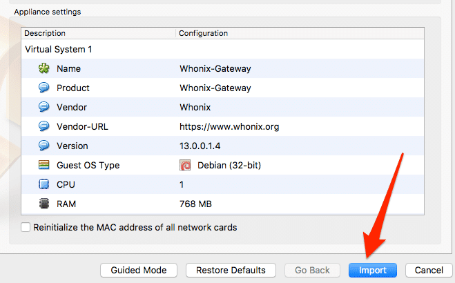 whonix gateway virtualbox settings