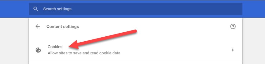 chrome cookies settings