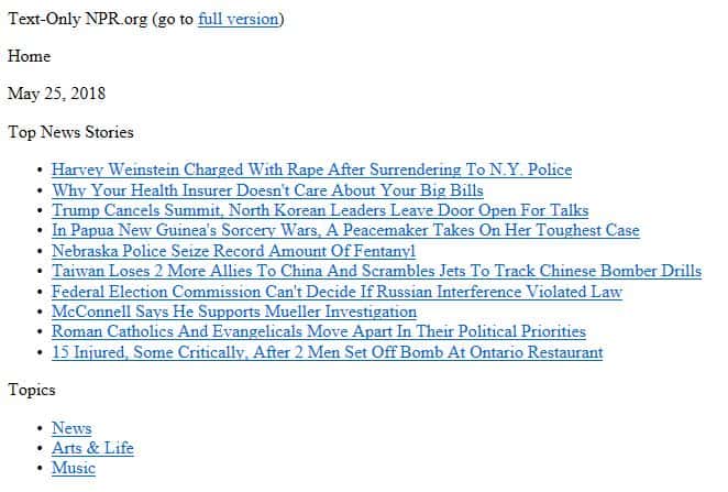 NPR's plain text site to help comply with GDPR.
