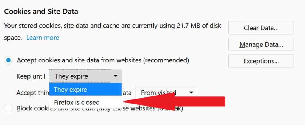 firefox cookie management