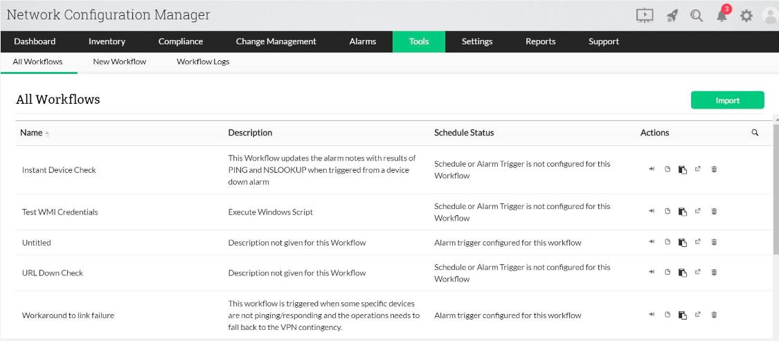 ManageEngine Network Configuration Manager - Tools view