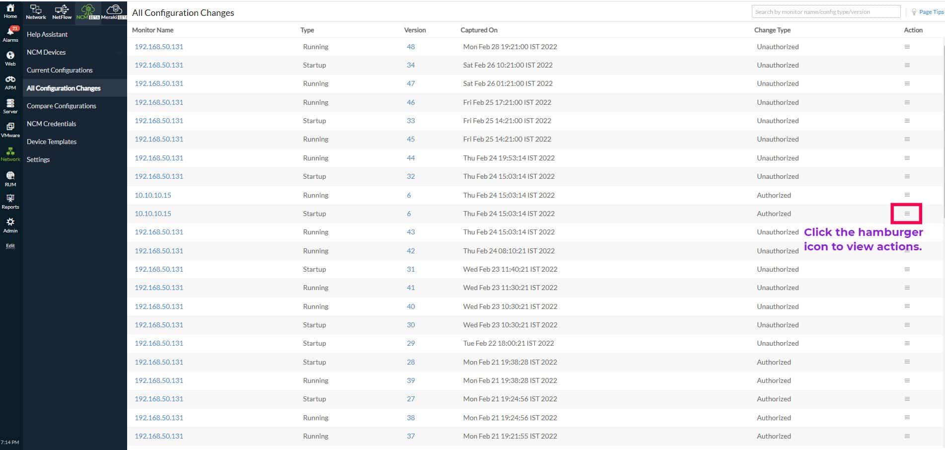 Site24x7 dashboard