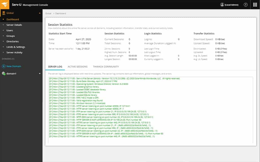 SolarWinds Serv-U Managed File Transfer Server