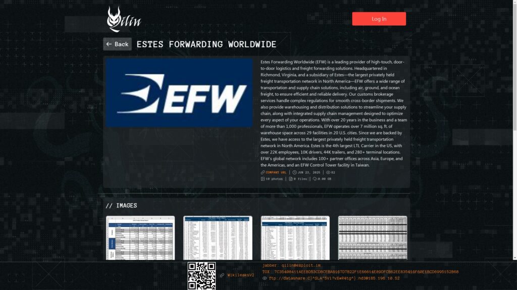 Qilin lists Estes on its data leak site.