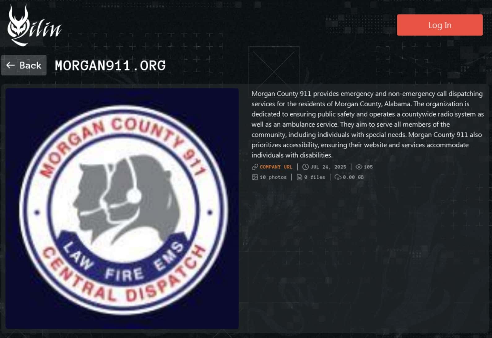 Morgan County 911 ransomware claim via Qilin