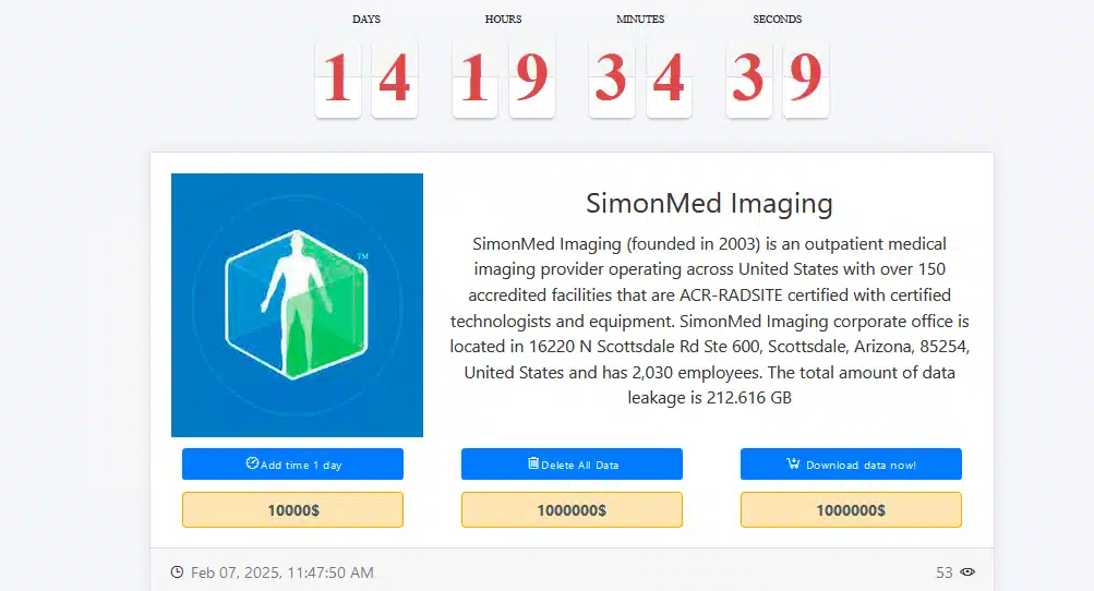 SimonMed Imaging claim from Medusa